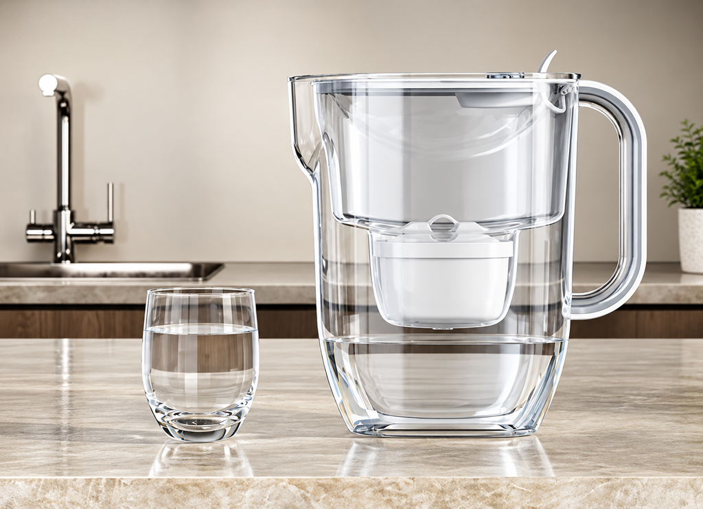 Caraffa filtrante T.C.F. CommercialForge da 3,2L grigia con 6 cartucce filtranti