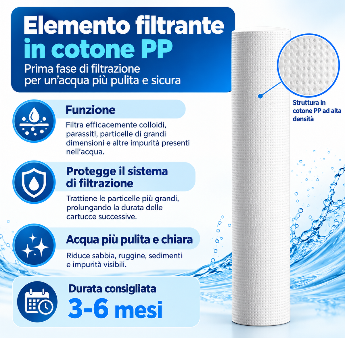 T.C.F. CommercialForge Set completo di cartucce filtranti a cinque stadi, cartuccia filtrante in acciaio inox, cartuccia filtrante per purificatore d' acqua a ultrafiltrazione a cinque stadi in acciaio inox