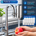 T.C.F. CommercialForge Filtro Acqua per Rubinetto Domestico con Cartuccia Filtro in Ceramica, Sistema di Filtrazione Multistrato, Include 9 Filtri Sostituibili per una Pulizia Durevole dell' Acqua del rubinetto